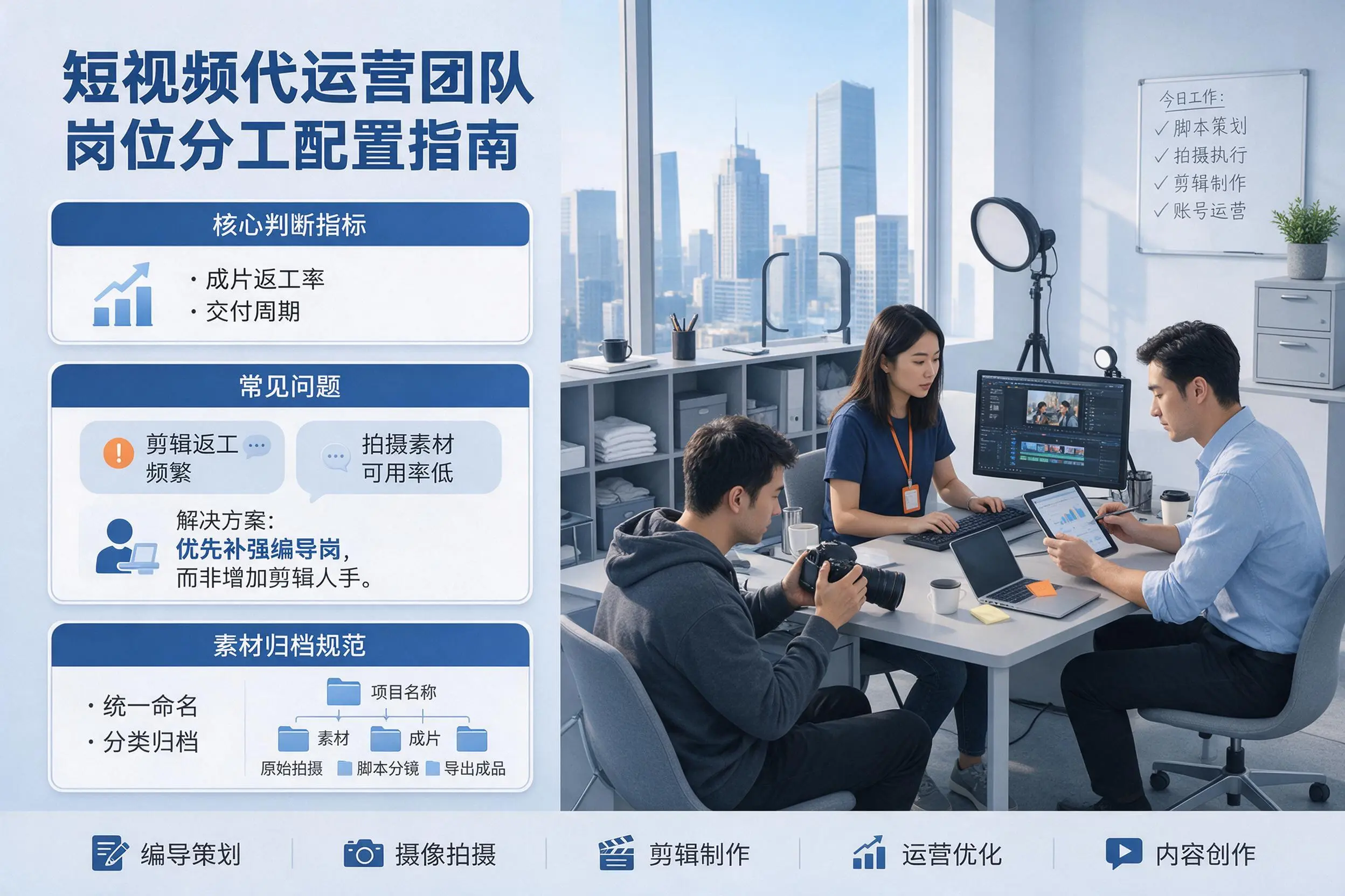 短视频代运营团队如何配置？邢台企业岗位分工科普说明