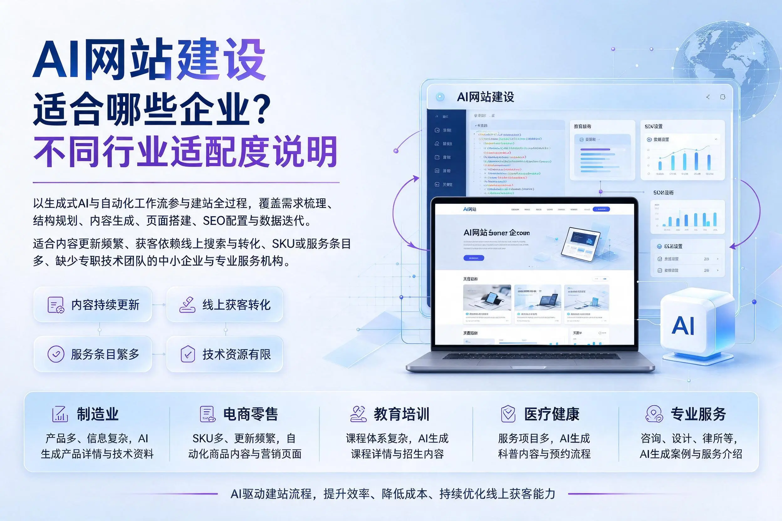 AI网站建设适合哪些企业？邢台不同行业适配度说明